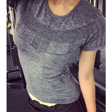 暴走的萝莉运动短袖T恤女跑步瑜伽健身服镂空短袖透气舒适健身衣