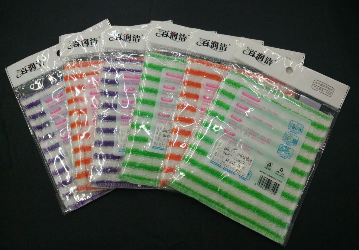 竹签维彩条抹布细节图