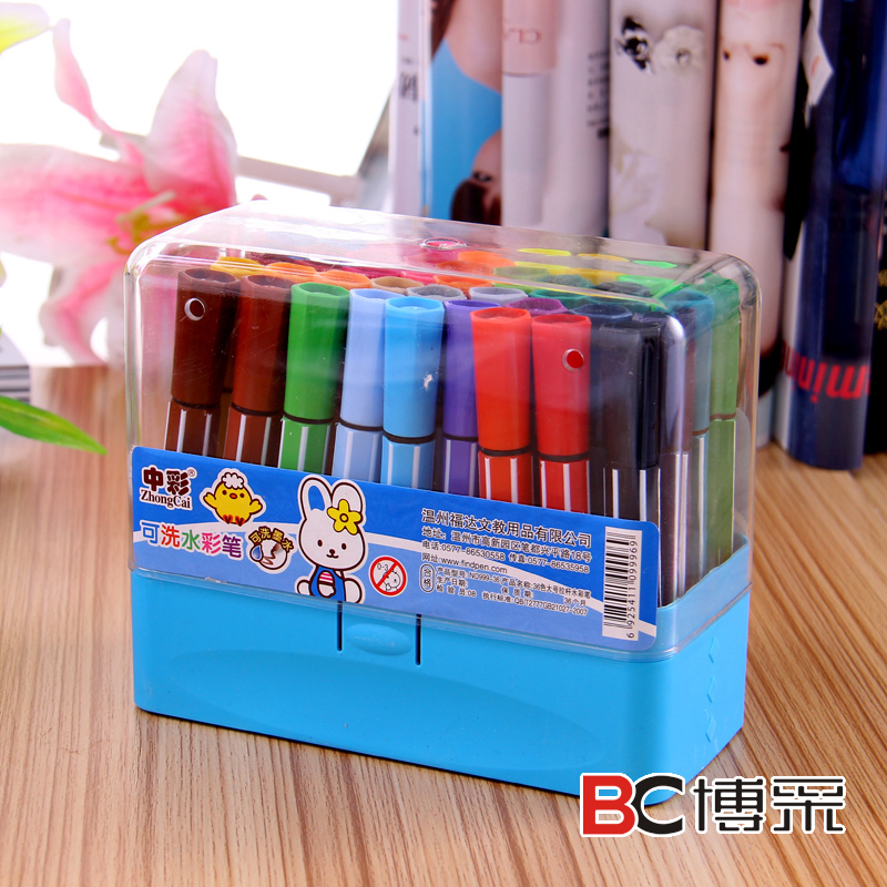 博采文具办公文化用品中彩水彩笔 肥仔可水洗999-36色画笔