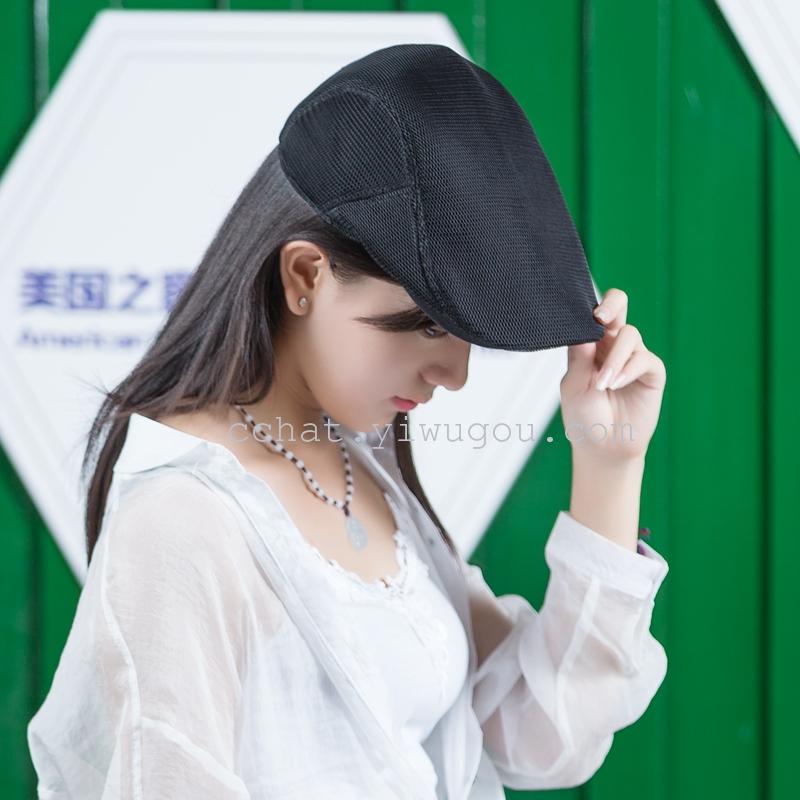 Honeycomb Mesh Cap Travel Shopping Casual Breathable Thin Beret Monochrome For Both Men And Women details Picture