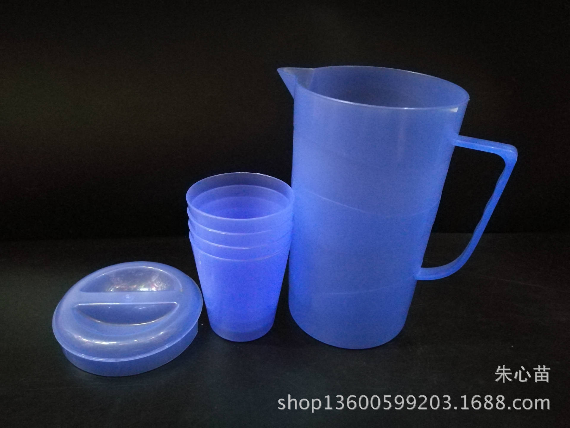 Plastic cold kettle tea kettle set of 5 pieces heat-resistant, removable and washable large capacity cold kettle with cover set of 4 cups thumbnail