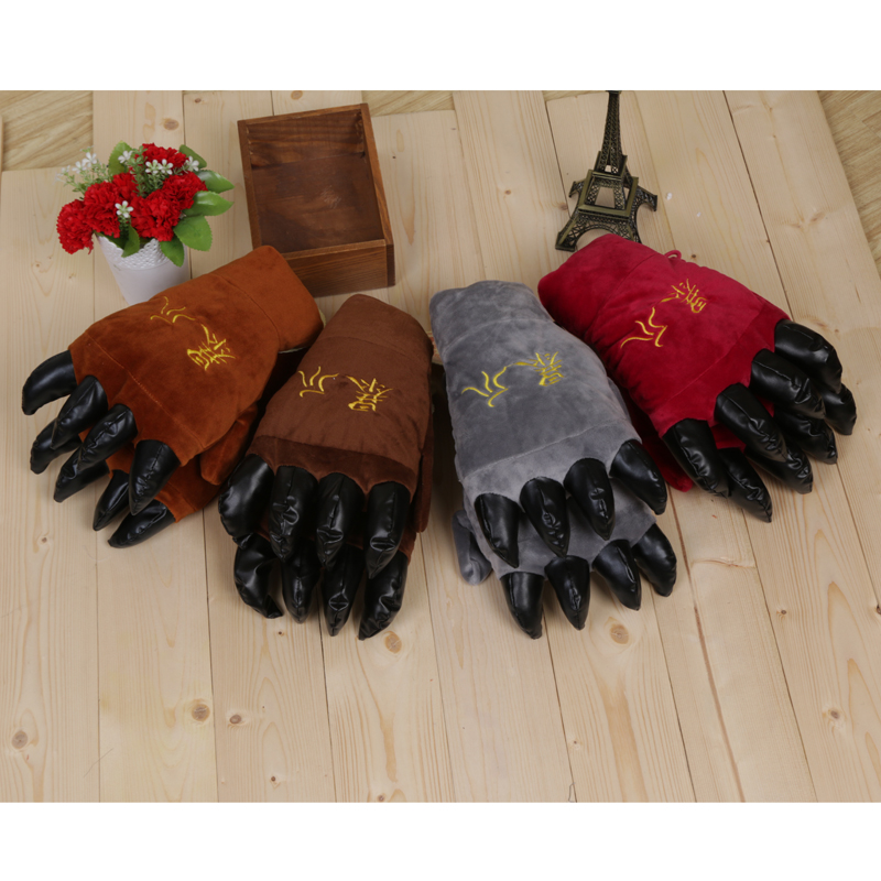 儿童刺绣皮抓子手套冬季保暖手套卡通可爱手套