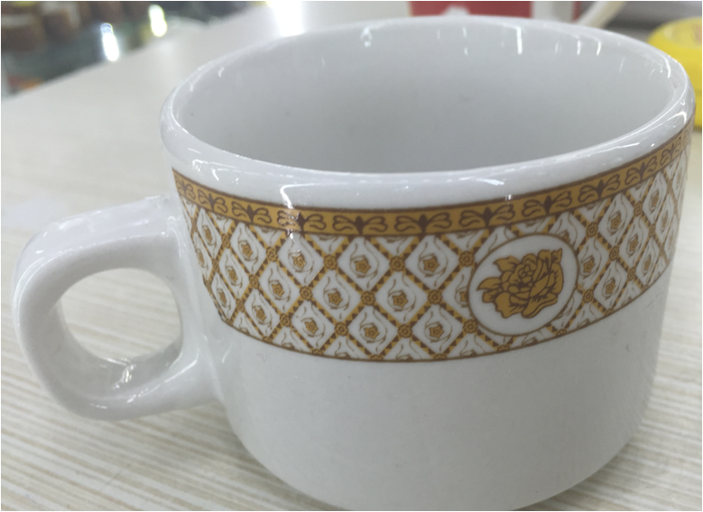 Golden-edge small round cup, ceramic cup, golden-edge cup, colored glaze cup, baked flower cup details Picture