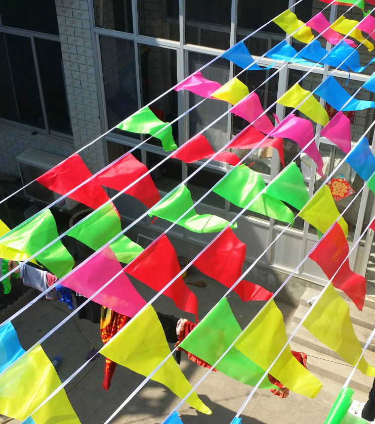 三角旗串旗小彩旗开业三角串彩旗开张工地彩条警示旗吊旗结婚装饰产品图