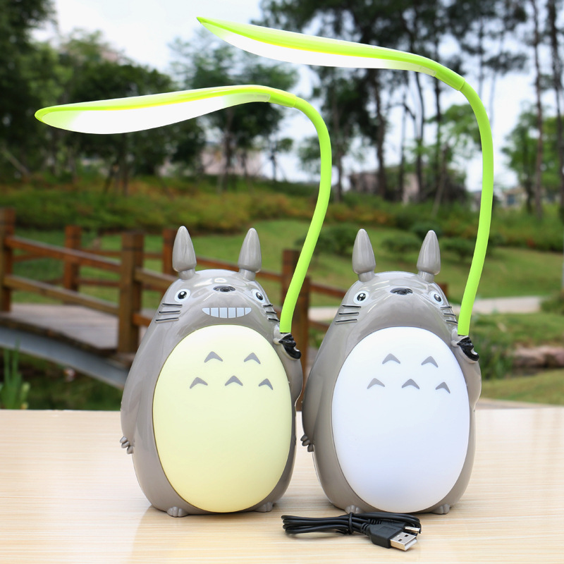 卡通龙猫小型LED台灯护眼学生夜灯家用USB充电迷你KT台灯