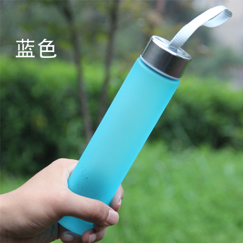 Plastic portable student sports water bottle, creative casual cup, covered water bottle, frosted tea cup details Picture