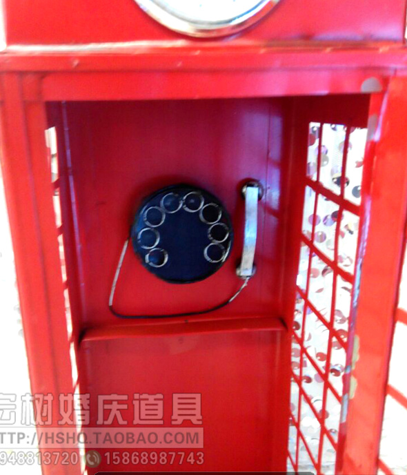 New London Retro Street Phone Box Hand-Painted Tin Phone Box Wedding Props Specification drawing