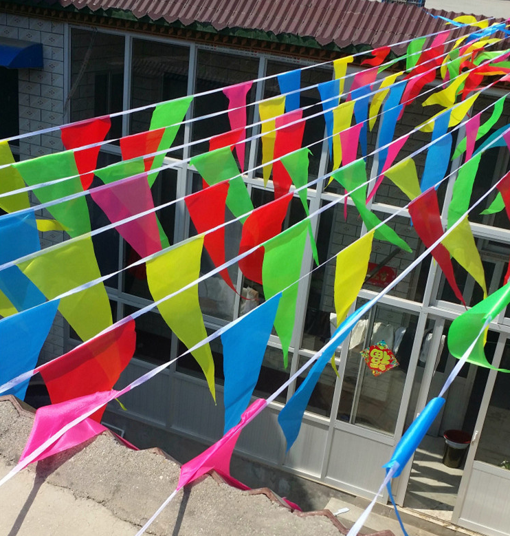 三角旗串旗小彩旗开业三角串彩旗开张工地彩条警示旗吊旗结婚装饰细节图