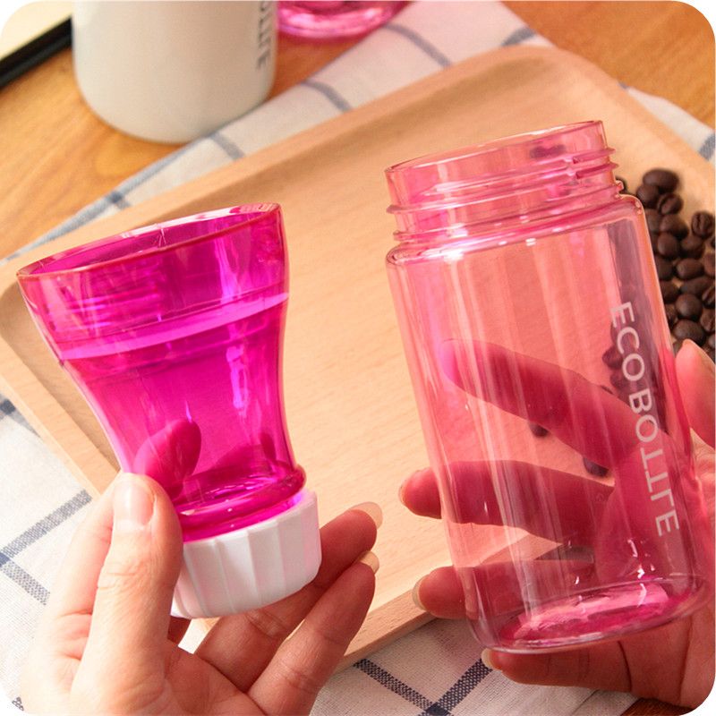 Hot-selling Korean-style simple and creative travel cups, portable baby bottles, water cups, milk bottles, portable plastic cups, soda bottles for couples details Picture