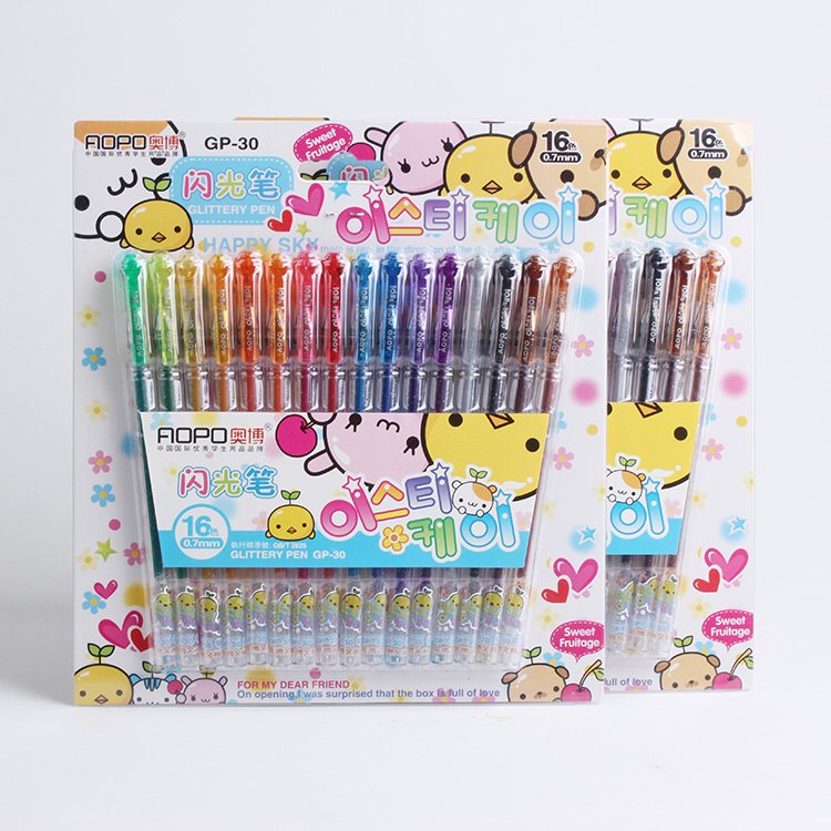 Obo GP-30 fluorescent Watercolor Pen fragrance 16 color flash neutral pen Highlighter pen color pen card pack thumbnail