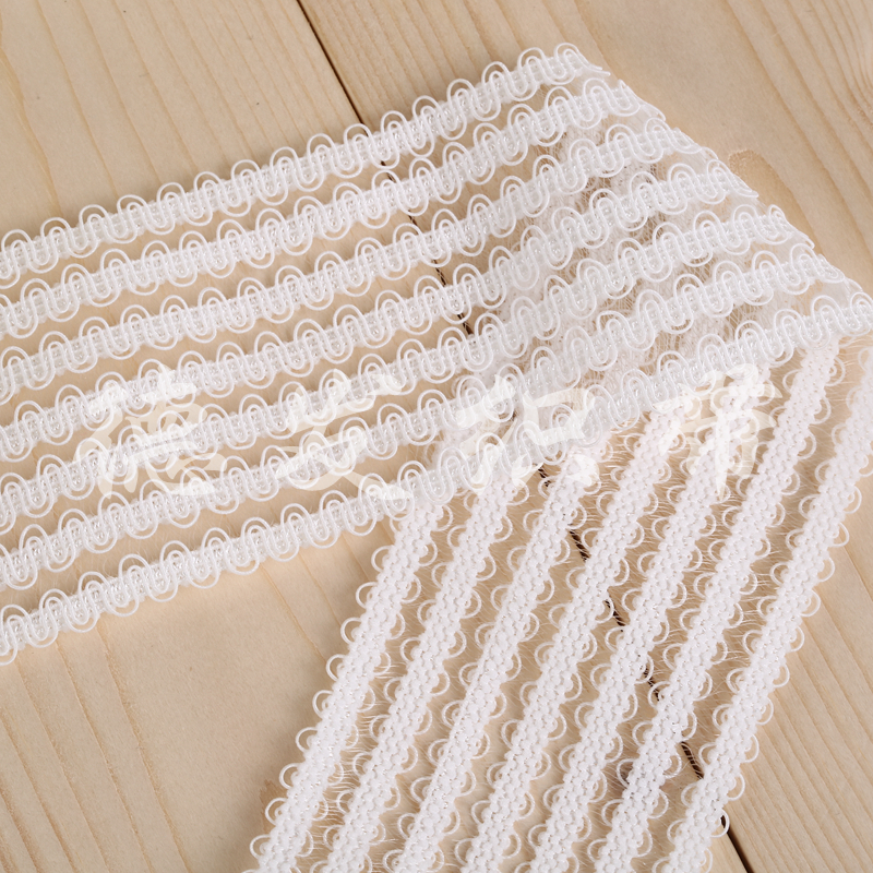 厂家直销 白色条纹U型波浪松紧花边织带 6010细节图