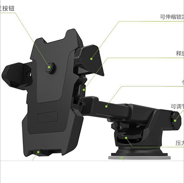 新款伸缩杆金刚车载手机支架通用自动锁汽车手机座汽车用品细节图