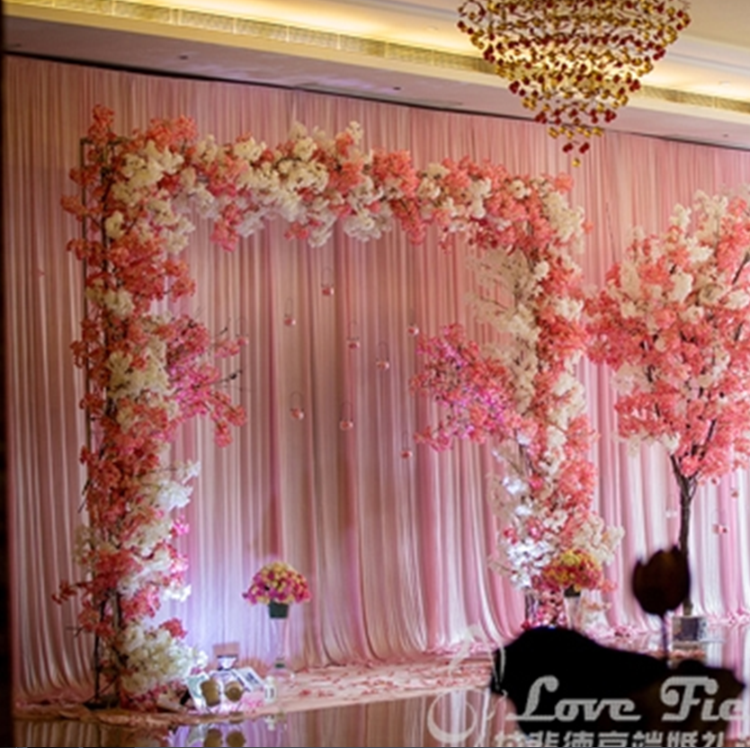 New style foyer square cherry blossom arch frame, silk flower arch frame, wedding props, stage decoration door, happiness door details Picture