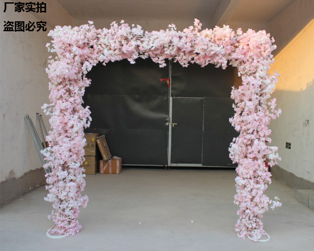 New style foyer square cherry blossom arch frame, silk flower arch frame, wedding props, stage decoration door, happiness door Application Scenario