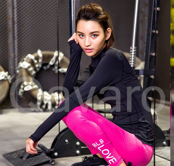 瑜伽服三件套女 后背交叉文胸长袖拉链运动套装细节图