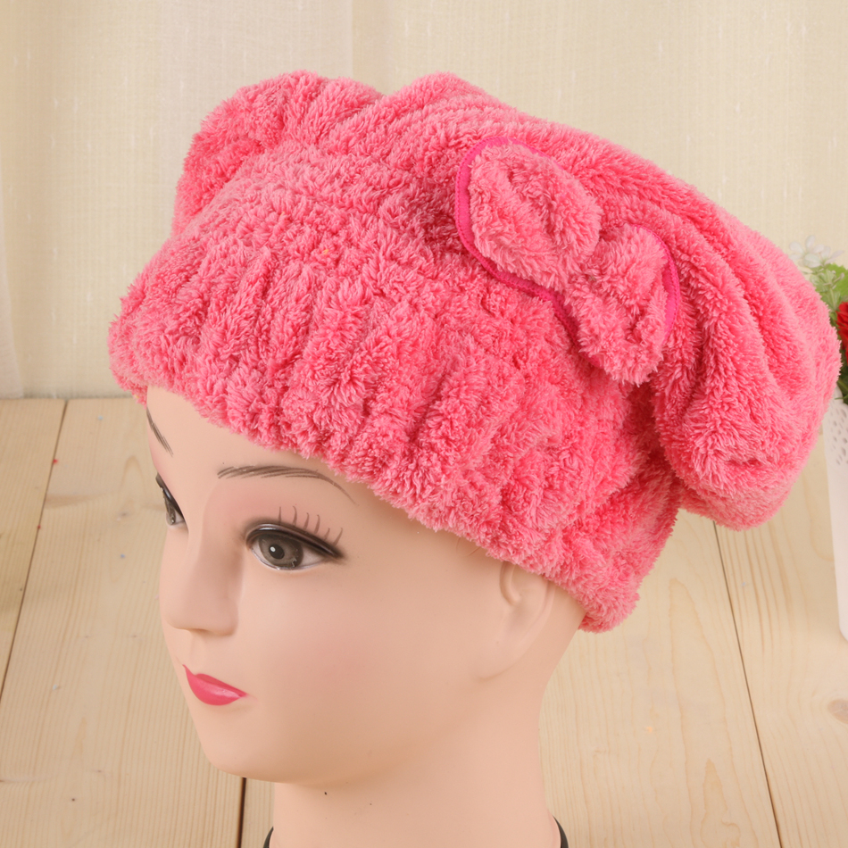 Piaoyang Señora Corto arco sombrero cabello seco material coral fleece suave y absorbente Specification image