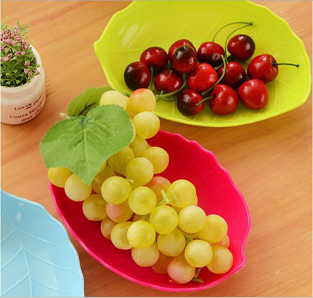 Creative leaf-shaped fruit plate, plastic fruit plate, candy plate, sunflower seed snack plate, leaf-shaped melamine plate details Picture
