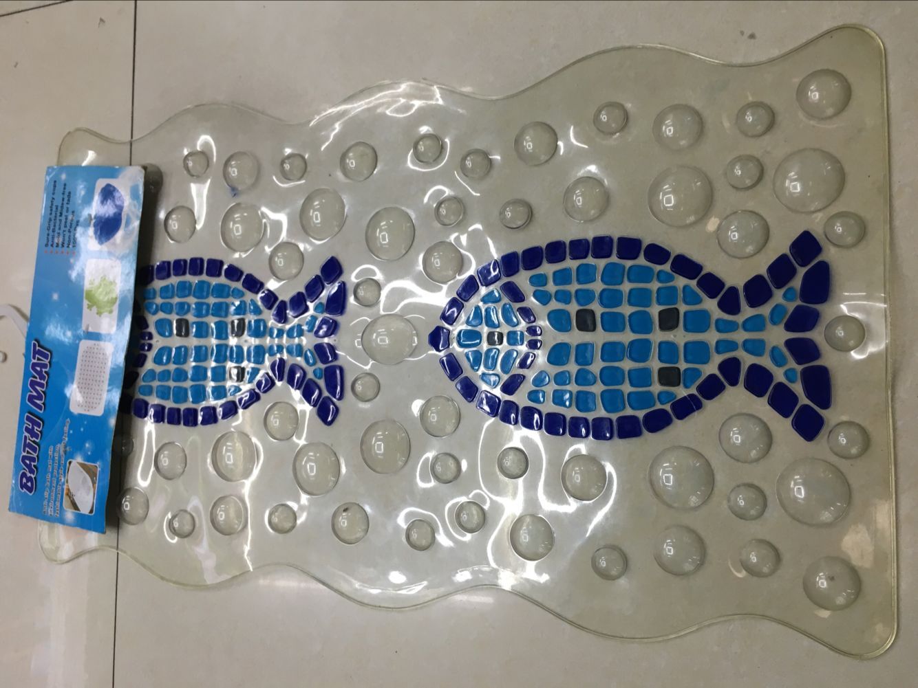 Pisces transparent bathroom mat, bathroom anti-slip mat, PVC massage mat, bathroom massage mat, bathtub mat Specification drawing