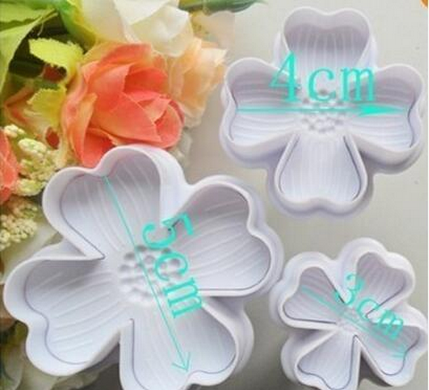 New 3pcs four leaf spring embossing printing mould sugar biscuit mould DIY baking mould