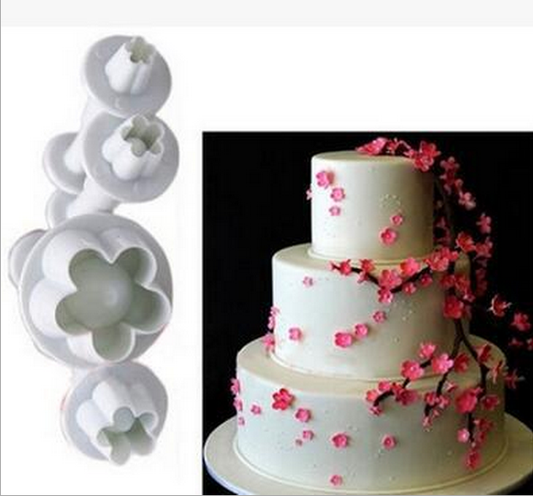 Cake printing mould 4pcs plum and five-petal flower cake decoration tool biscuit mould baking
