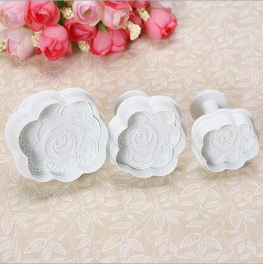 3PCS rose sugar cake printing die cutting die rose biscuit die OPP plain packaging