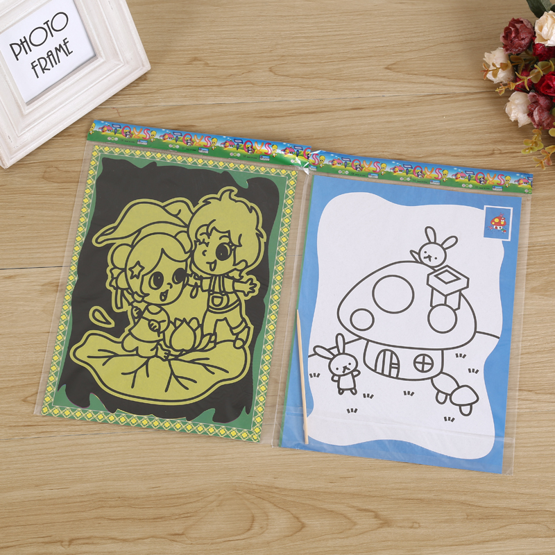 双面黄底大号刮刮卡 刮刮画炫彩刮画纸产品图