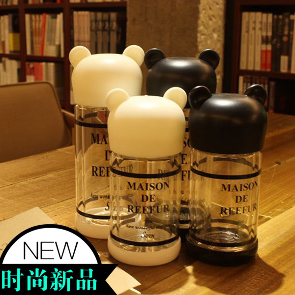双层玻璃杯创意便携花茶杯水瓶情侣随手杯可爱学生韩国水杯子