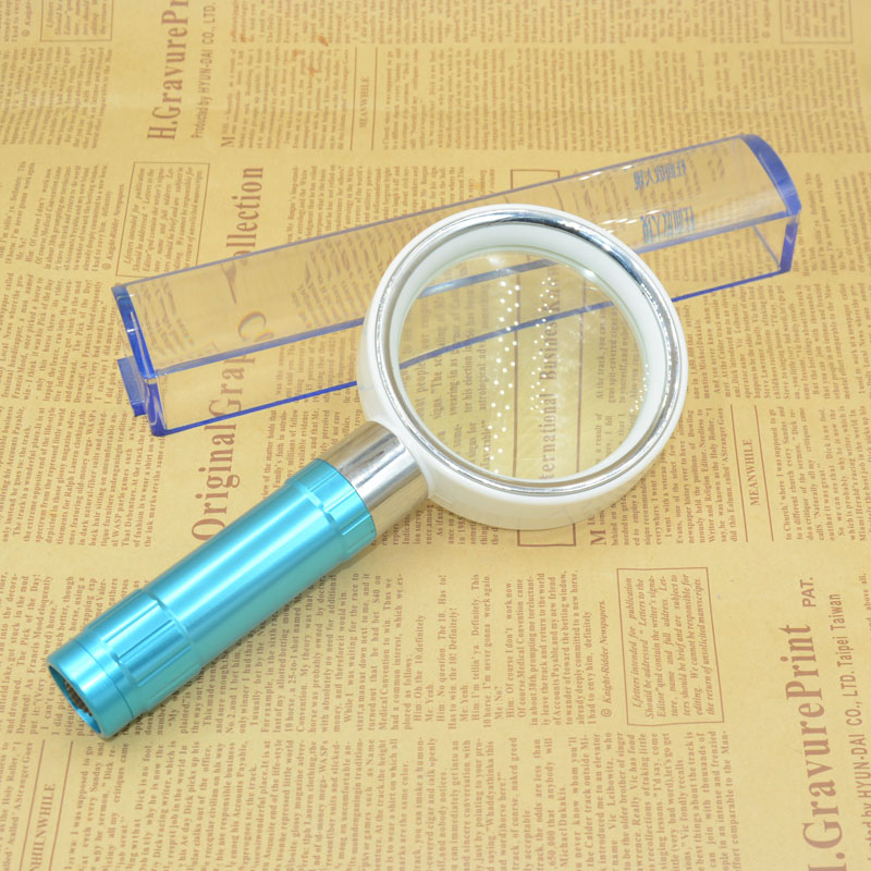 Jinghui factory direct handheld 75 color aluminum with LED light handheld reading magnifier