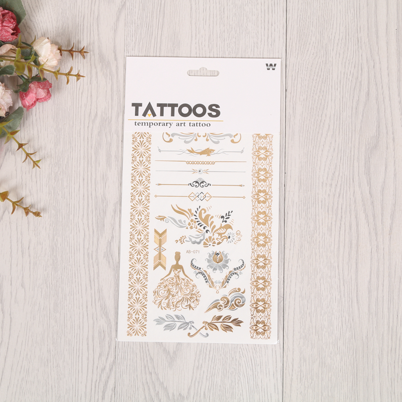 AB烫金银加单色纹身贴72款持久纹身贴纸纹身纸细节图