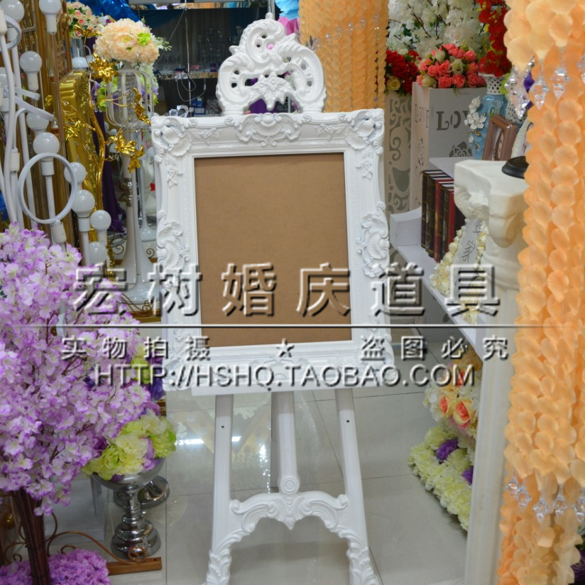 新款高档婚庆道具展示架 木架相框 皇冠迎宾架白色金色婚庆道具