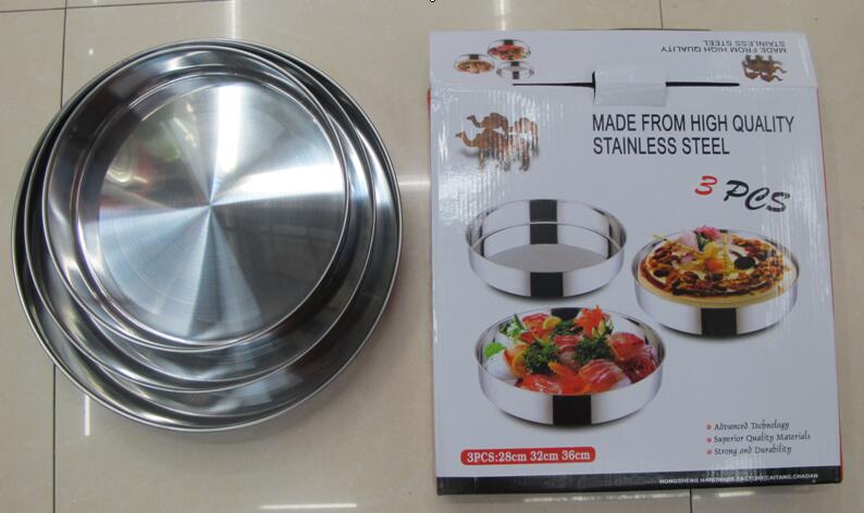厂家直销 不锈钢圆盆三件套 不锈钢汤盆套装火锅盆超市礼品专供