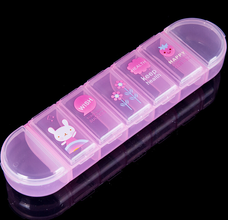 Jewelry storage 7 transparent transparent plastic storage box Jewelry box oval pill box