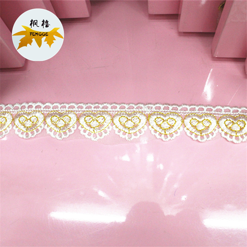 Factory direct sales of heart-shaped water-soluble embroidered lace single-sided small edge sleeve and collar fabric Application Scenario
