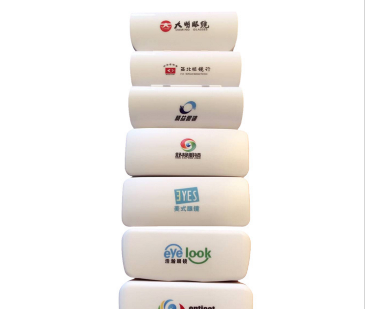 厂家直销环保眼镜盒 可彩印LOGO二维码 ABS眼镜盒，镜链产品图