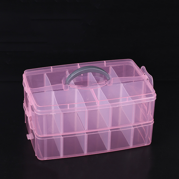 Large two-storey 20-cell detachable storage box Jewelry transparent electronic accessories button beaded rectangular plastic box thumbnail