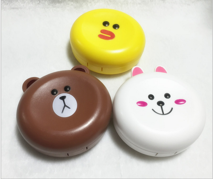 Cute cartoon yellow chicken, little bear and rabbit style contact lens case, companion case, sunglasses case and glasses chain Specification image