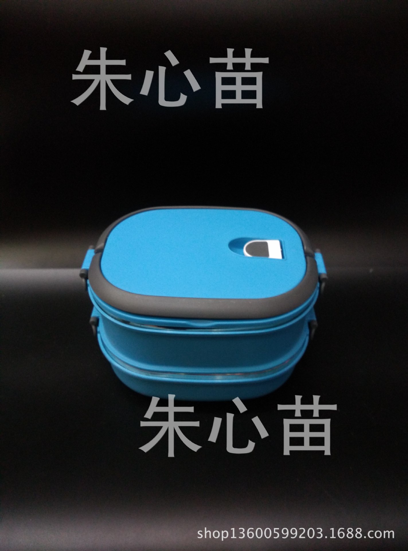 不锈钢方形塑料便当盒彩色多层外塑料内胆不锈钢方形双层保温饭盒产品图
