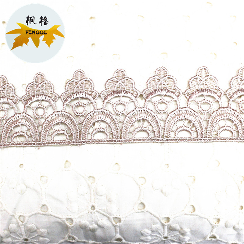 Factory direct sales of water-soluble embroidered lace, single-sided double-row semi-circular polyester lace for clothing