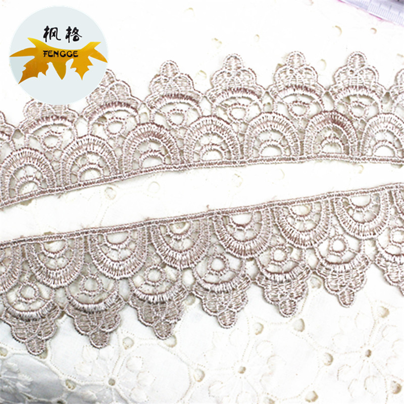 Factory direct sales of water-soluble embroidered lace, single-sided double-row semi-circular polyester lace for clothing details Picture
