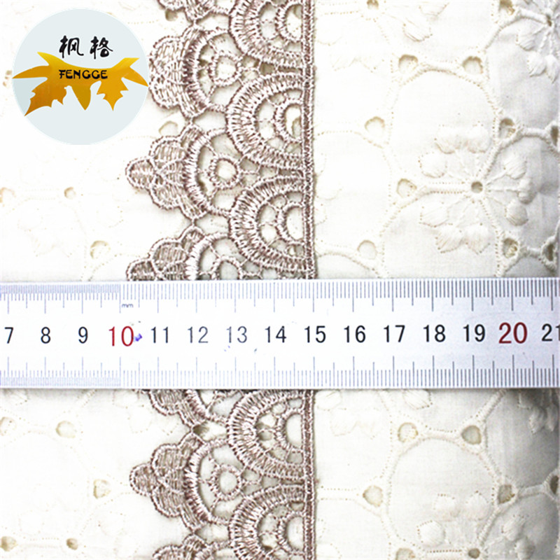 Factory direct sales of water-soluble embroidered lace, single-sided double-row semi-circular polyester lace for clothing Application Scenario