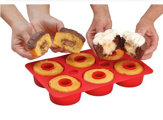 Cupcake secret 6个圆圈硅胶巧克力夹心蛋糕模细节图
