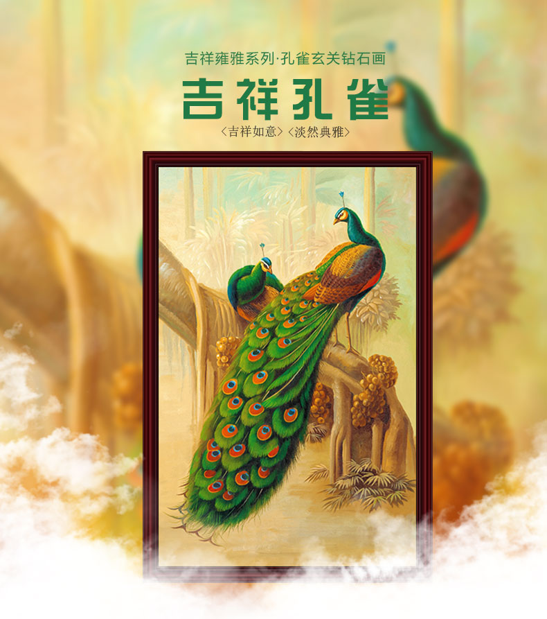 速卖通亚马逊孔雀爆款俄罗斯热卖方圆钻满钻石画
