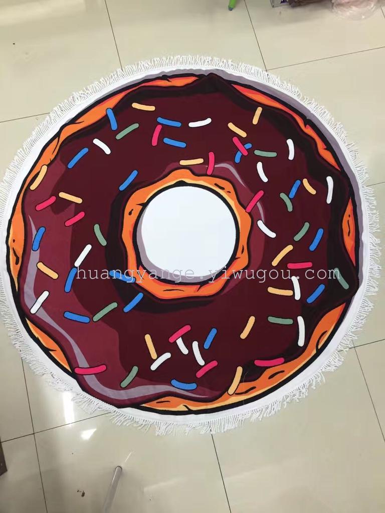 Extra-large pure cotton fringed round beach towel, ultra-fine fiber reactive printed bath towel, round blanket cape Application Scenario