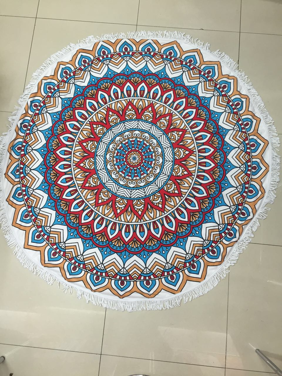 Superfine fiber reactive printed round beach towel, oversized pure cotton tassel round blanket bath towel Specification image