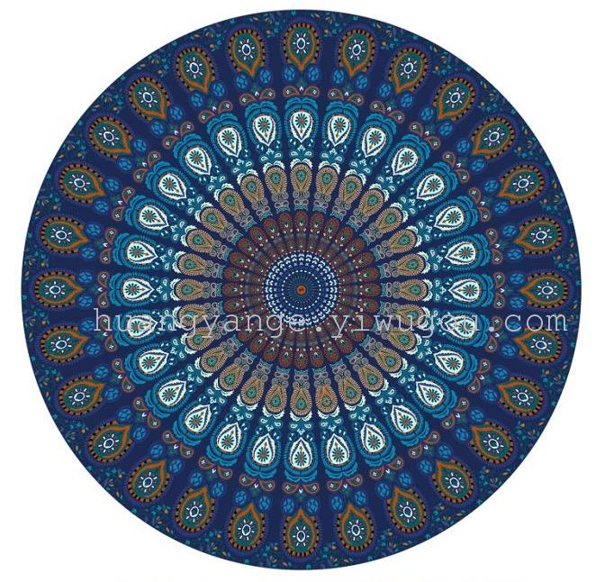 Superfine fiber reactive printed beach towel, pure cotton fringed super large round blanket bath towel 2 pic 4