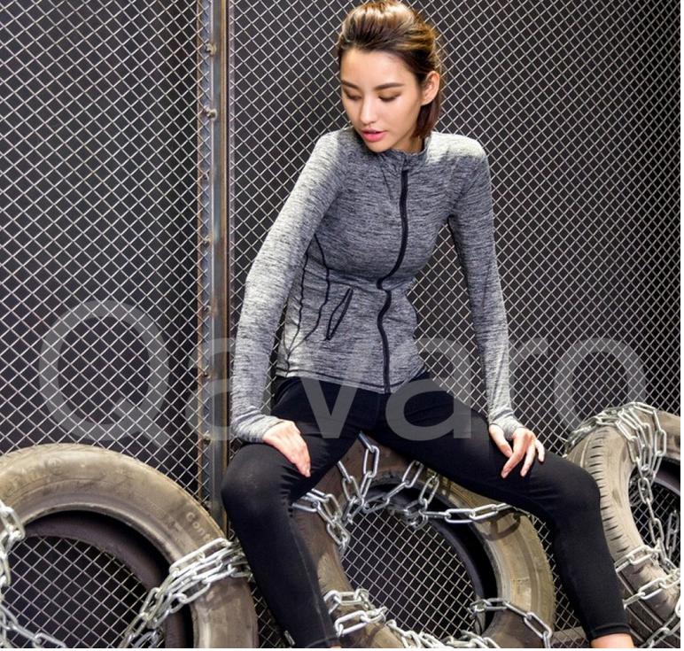 New yoga wear three-piece women's back cross bra running fitness long sleeve zipper sports cover