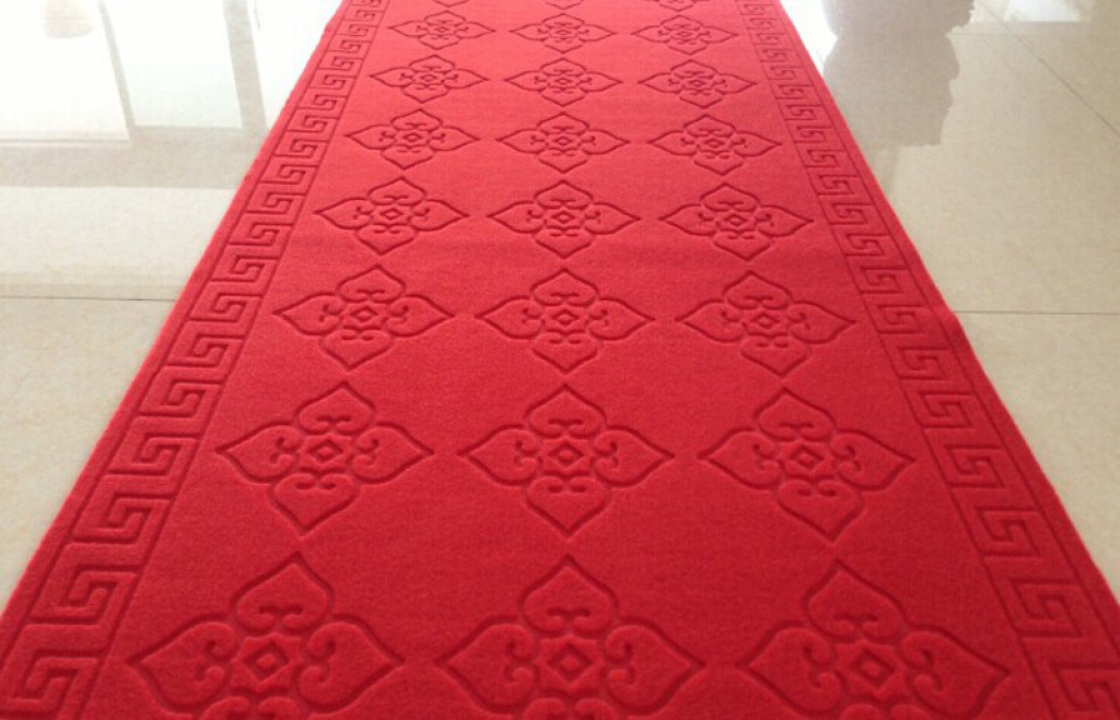 Embossed hotel corridor mat, soundproof walkway mat, anti-slip floor mat, red carpet three-dimensional embossed floor mat details Picture