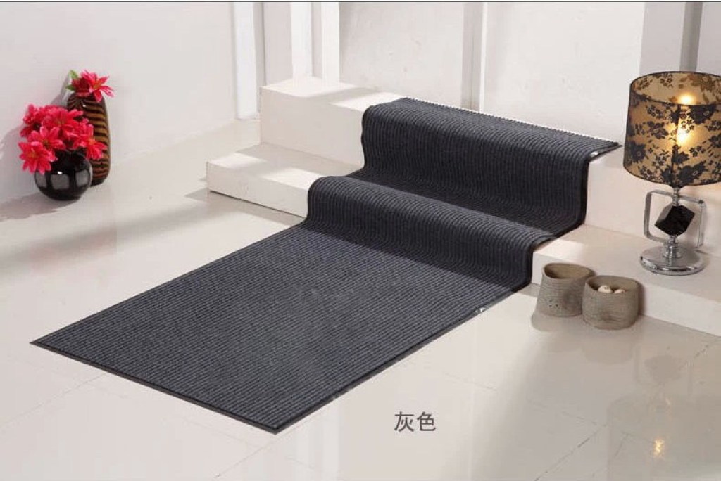 Double-striped hotel corridor mat, passageway sound insulation mat, anti-slip floor mat at the entrance, double-striped carpet roll, 0.9*15 meters Specification drawing