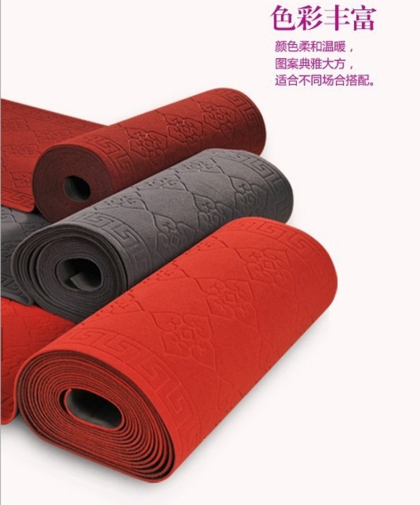 Embossed hotel corridor mat, soundproof walkway mat, anti-slip floor mat, red carpet three-dimensional embossed floor mat Specification drawing