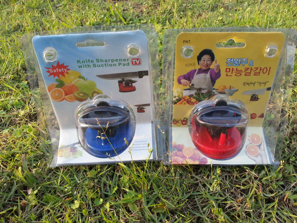 Export Korea Japanese Kitchen Necessary Knife Sharpener Paper Card With Korean English Iron Blade Specification drawing